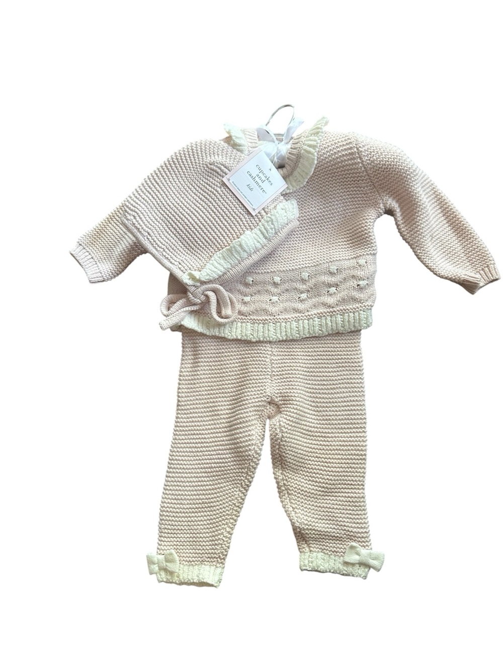 Cupcakes & Cashmere Baby pink and white baby girl 3 piece set